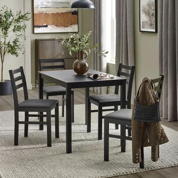 Keats Black 4 Seater 110cm Dining Set