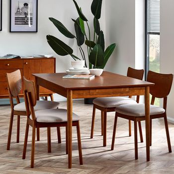 Lowry Cherry Wood 4-6 Seater 140cm-180cm Retro Style Extending Dining Set