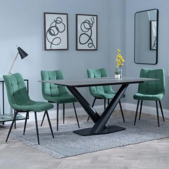 GET 2 CHAIRS FREE - Clearance - Maldon Grey 6 Seater 160cm Dining Set with Corona Green Chairs
