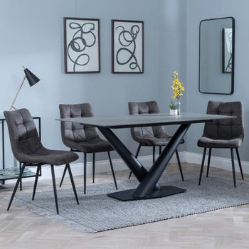 GET 2 CHAIRS FREE - Clearance - Maldon Grey 6 Seater 160cm Dining Set with Corona Grey Chairs