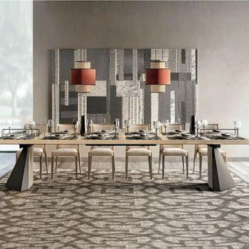 Elite Italian Sand Birch Extending Dining Set with Ambra Dining Chairs