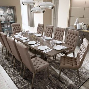 Platinum Italian Silver Birch Butterfly Extending Dining Set with Dama Nabuk Chairs