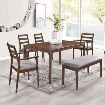 Orlando Walnut 6 Seater 150cm Dining Set with Bench