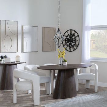 Palma 6 Seater 180cm Oval Walnut Dining Set with Kiefer Cream Boucle Fabric Dining Chairs