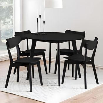Roxby Black 4 Seater 105cm Round Dining Set