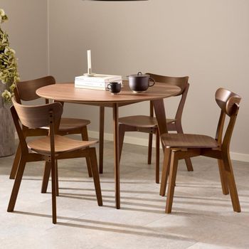 Roxby Walnut 4 Seater 105cm Round Dining Set