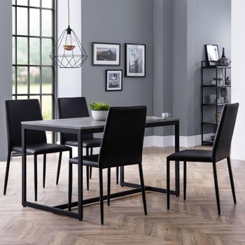 Staten 4 Seater 120cm Dining Set with Jazz Black Chairs & 4 Concrete Chairs