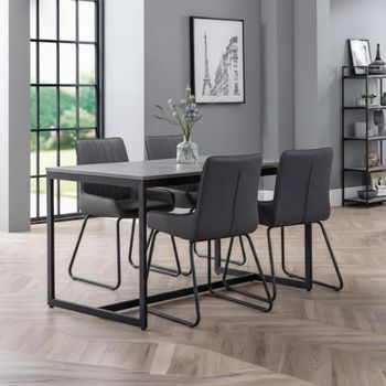 Staten 4 Seater 120cm Dining Set with Soho Chairs & 4 Concrete Chairs