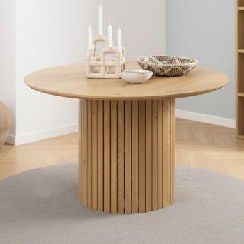 Yale Oak Fluted 4 Seater 120cm Pedestal Round Dining Table
