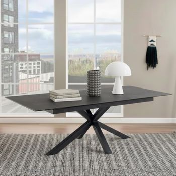 Heaven Black Ceramic 8-10 Seater 200cm-240cm Extending Dining Table with Star Legs