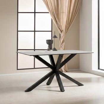 Heaven Grey Ceramic 4 Seater 135cm Dining Table with Star Legs