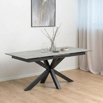 Heaven Grey Ceramic 6-8 Seater 168cm-210cm Extending Dining Table with Star Legs