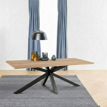Heaven Oak 8 Seater 220cm Dining Table with Star Legs