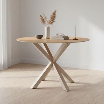 Heaven Oak 4 Seater 119cm Round Dining Table with Star Legs