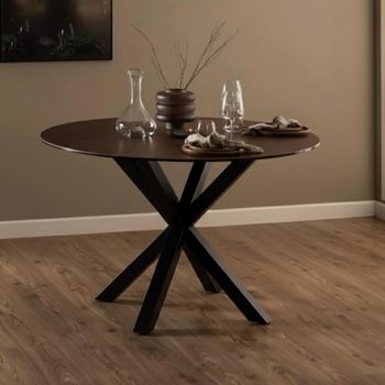 Heaven Rusty Brown Ceramic 4 Seater 119cm Round Dining Table with Star Legs