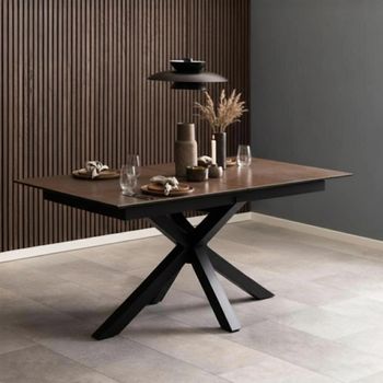 Heaven Rusty Brown Ceramic 6-8 Seater 168cm-210cm Extending Dining Table with Star Legs