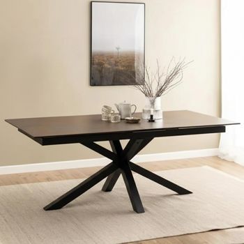 Heaven Rusty Brown Ceramic 8-10 Seater 200cm-240cm Extending Dining Table with Star Legs