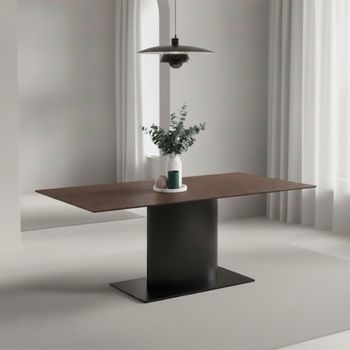 Marbella Rusty Brown Ceramic 8 Seater 200cm Pedestal Dining Table
