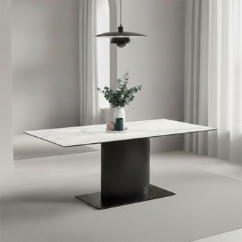 Marbella White Ceramic 8 Seater 200cm Pedestal Dining Table