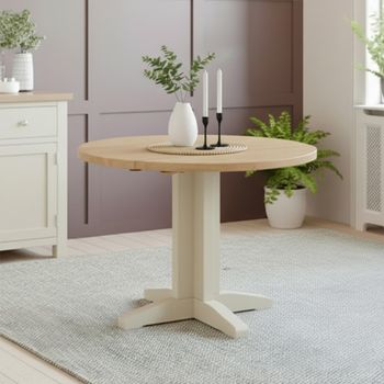 Lundy Ivory Painted 2-4 Seater 30cm-90cm Round Drop Leaf Dining Table