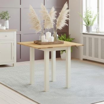 Lundy Ivory Painted 2-4 Seater 30cm-90cm Square Drop Leaf Dining Table