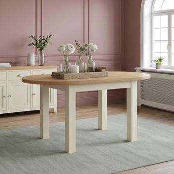 Lundy Oval Ivory Painted 4-6 Seater 130cm-170cm Extending Dining Table
