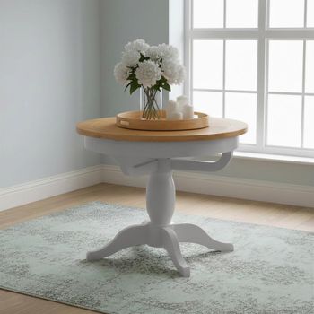 Lundy Round Grey Painted 4-6 Seater 100cm-135cm Extending Dining Table with Pedestal Base