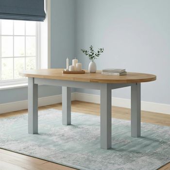 Lundy Oval Grey Painted 4-6 Seater 130cm-170cm Extending Dining Table