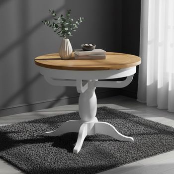 Lundy Round White Painted 4-6 Seater 100cm-135cm Extending Dining Table with Pedestal Base