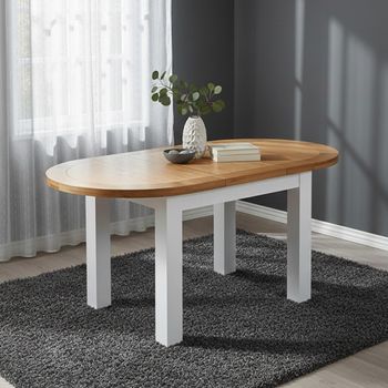 Lundy Oval White Painted 4-6 Seater 130cm-170cm Extending Dining Table