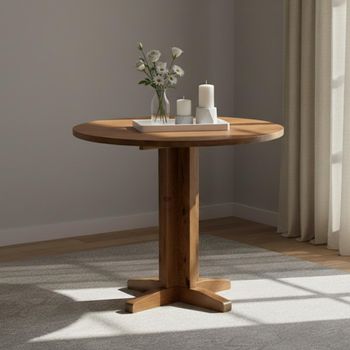 Original Rustic Oak 2-4 Seater 30cm-90cm Round Drop Leaf Dining Table