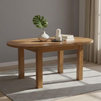 Original Oval Rustic Oak 4-6 Seater 130cm-170cm Extending Dining Table