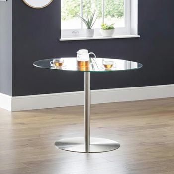 Blanco Glass and Chrome 4 Seater 100cm Round Dining Table