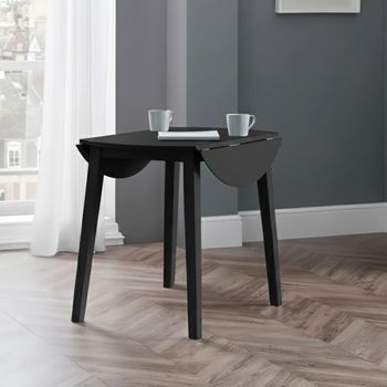 Coast Black Wooden 2-4 Seater 50cm-90cm Round Drop Leaf Dining Table
