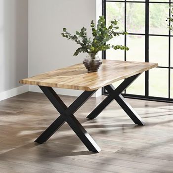 Harvey Oak Effect Top 6 Seater 180cm Dining Table