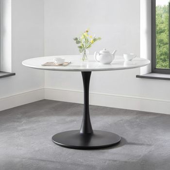 Holland White Marble 4 Seater 120cm Round Dining Table