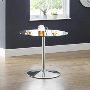 Kudos Glass and Chrome 2 Seater 80cm Round Dining Table