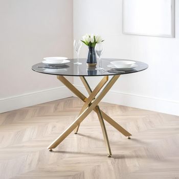 Montero Clear Glass and Gold 4 Seater 100cm Round Dining Table