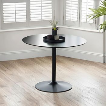 Nero Black 4 Seater 100cm Round Dining Table