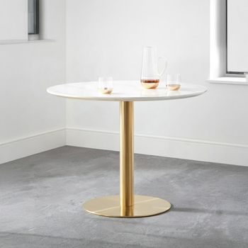 Palermo White Marble Effect and Gold 4 Seater 100cm Round Dining Table