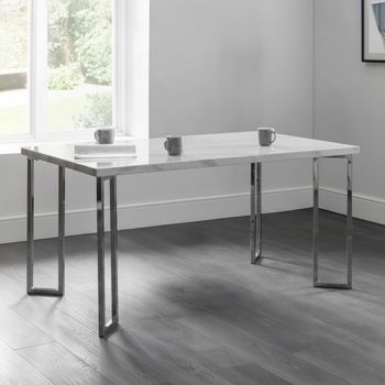 Positano White Marble Effect 6 Seater 150cm Dining Table