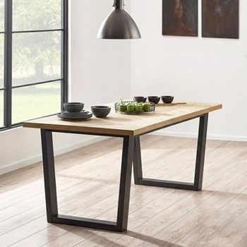 Hilton Oak 6 Seater 180cm Herringbone Dining Table