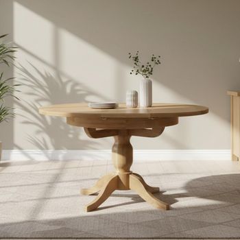 Appleby Round Pedestal Oak 4-6 Seater 100cm-140cm Extending Dining Table