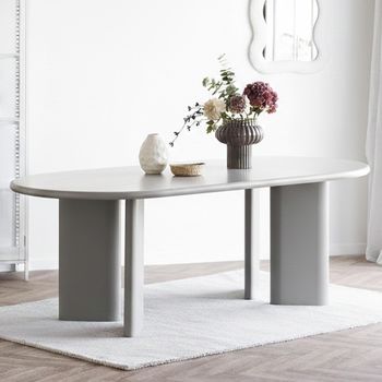 Nagano Concrete 8 Seater 220cm Oval Double Pedestal Dining Table