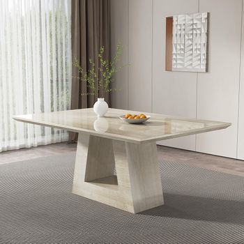 Milan Travertine Beige Marble Dining Table - Sizes Available