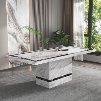 Clearance - Rome Beige Marble Rectangle Dining Table - Sizes Available