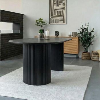 Boavista Dark Wood 8 Seater 210cm Oval Fluted Double Pedestal Dining Table