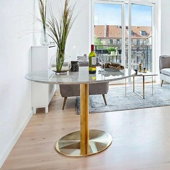 Bolzano White and Gold 4 Seater 110cm Pedestal Round Dining Table