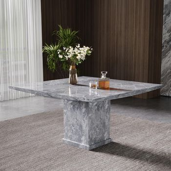 Clearance - Turin Grey Marble Square 8 Seater 140cm Dining Table