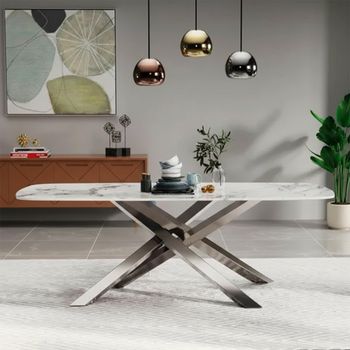 Lacey Grey Ceramic 6 Seater Dining Table